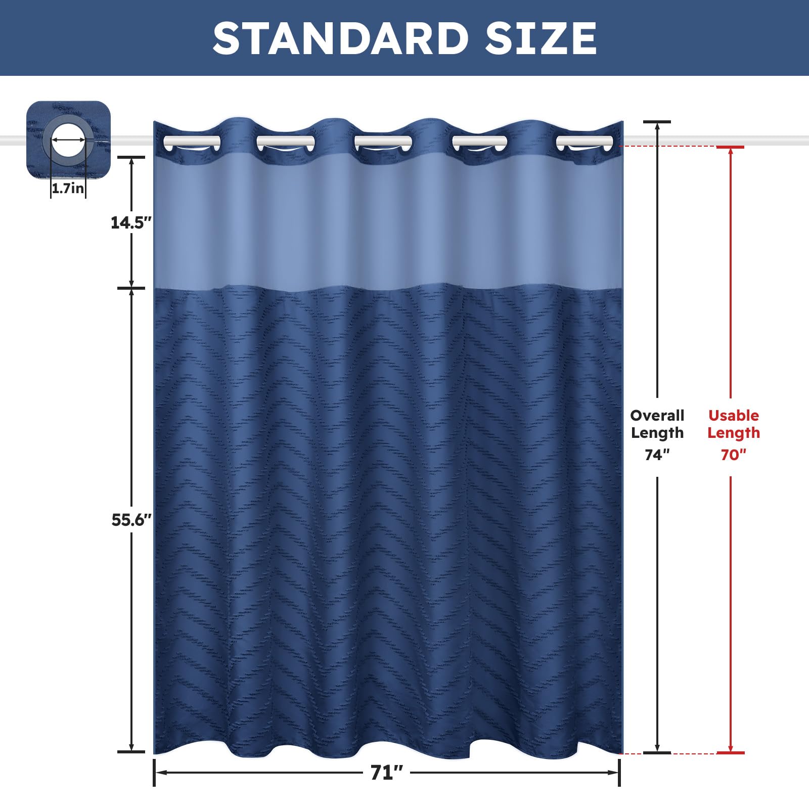 FADOTY hotel-grade navy chevron curtain adds chic durability