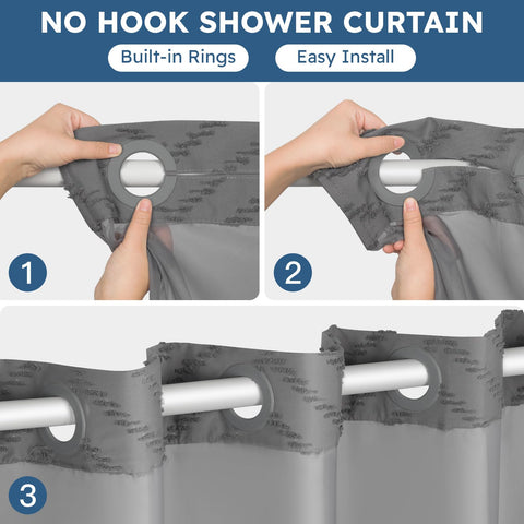 FADOTY inside liner snap-on design enables easy washing without removing the entire curtain.