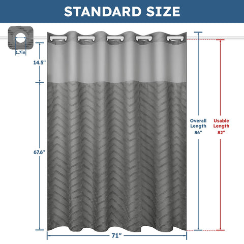 FADOTY 71x86 shower curtain provides generous coverage for tall baths.