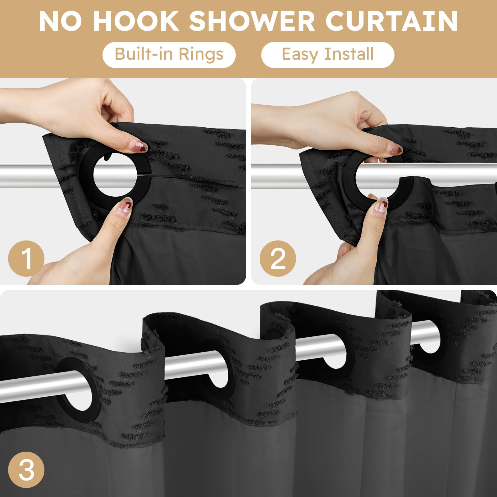 FADOTY snap-on liner design allows easy replacement without removing the curtain.