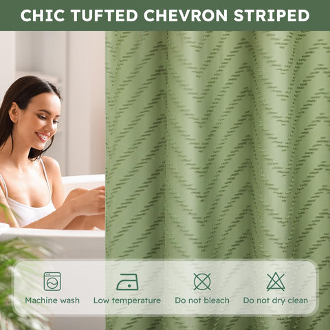 FADOTY sage-green tufted chevron pattern adds chic texture to bathroom decor.