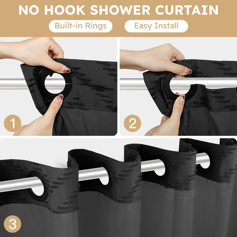 FADOTY snap-in liner enables easy removal without detaching the curtain.
