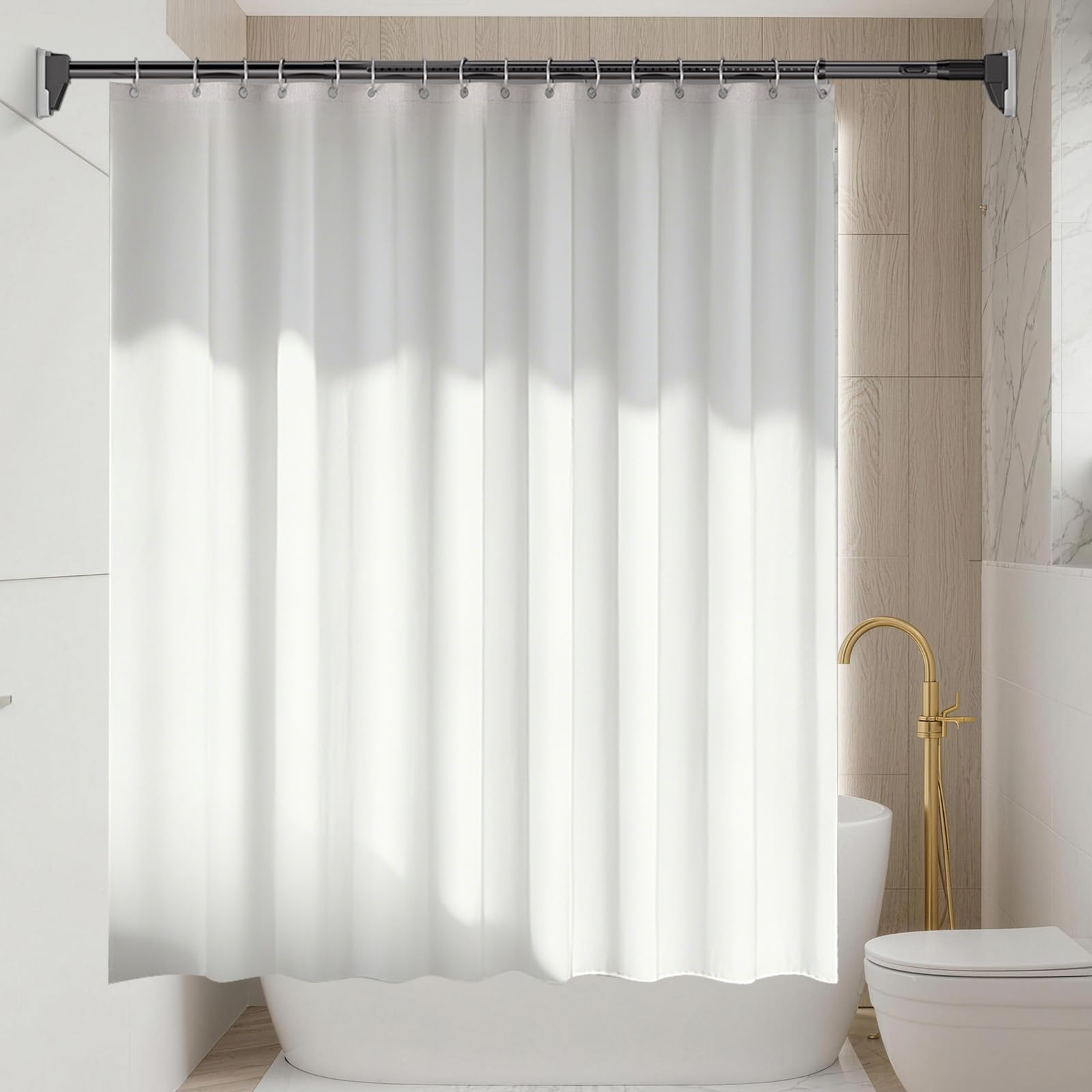 FADOTY tension rod supports up to 155lb for heavy curtains.