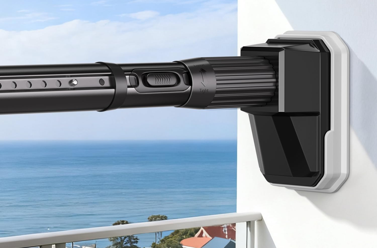 FADOTY tension rod with anti-slip end pad secures heavy curtains.