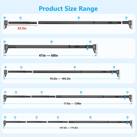FADOTY tension rod suitable for indoor and outdoor use
