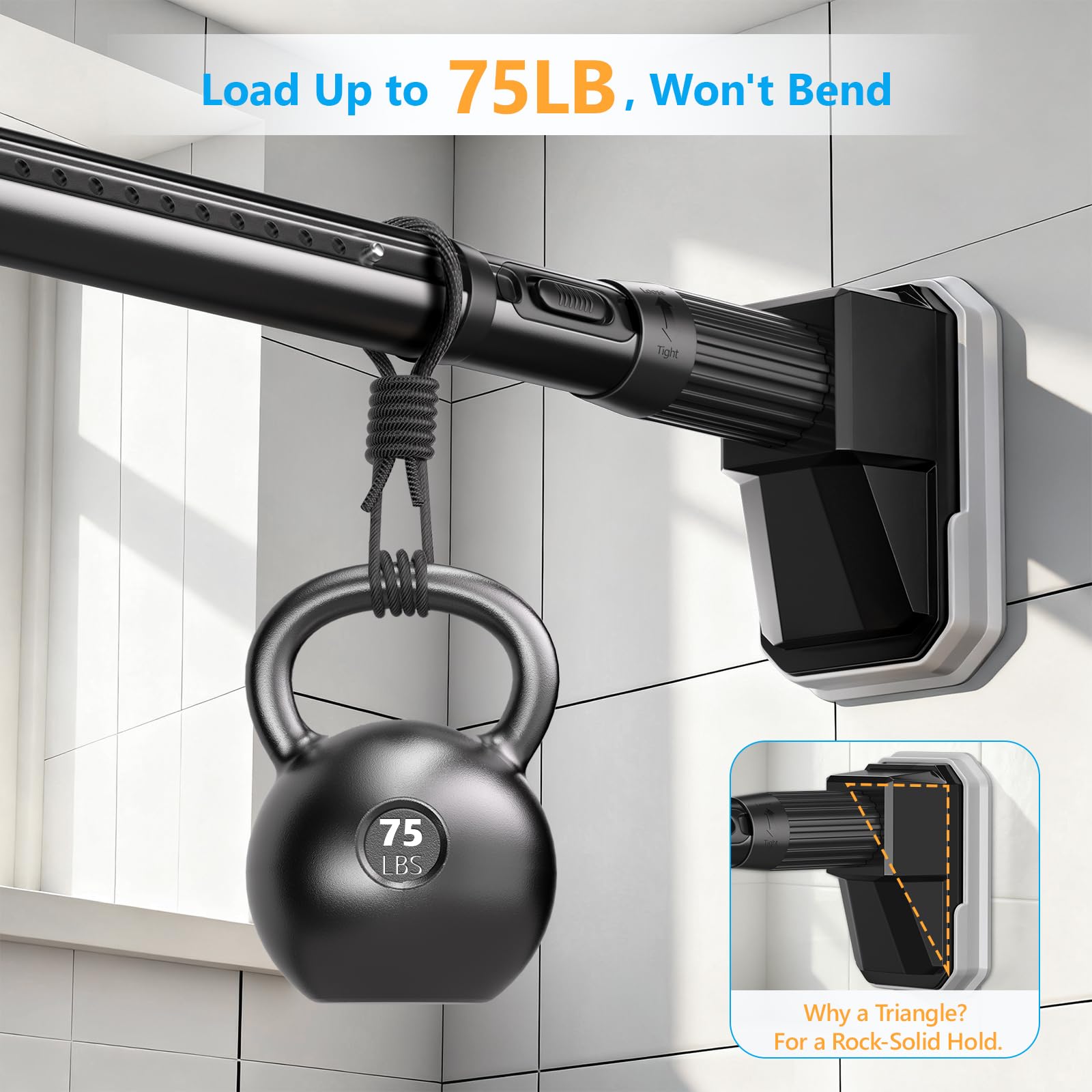No-drill installation simplifies renter-friendly mounting.