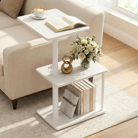 Faesun 360-degree swivel side table beside the sofa for easy reach