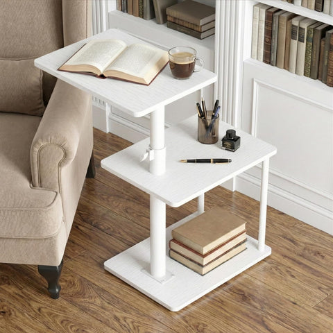 Faesun C-shaped end table with open shelf for snacks and remotes