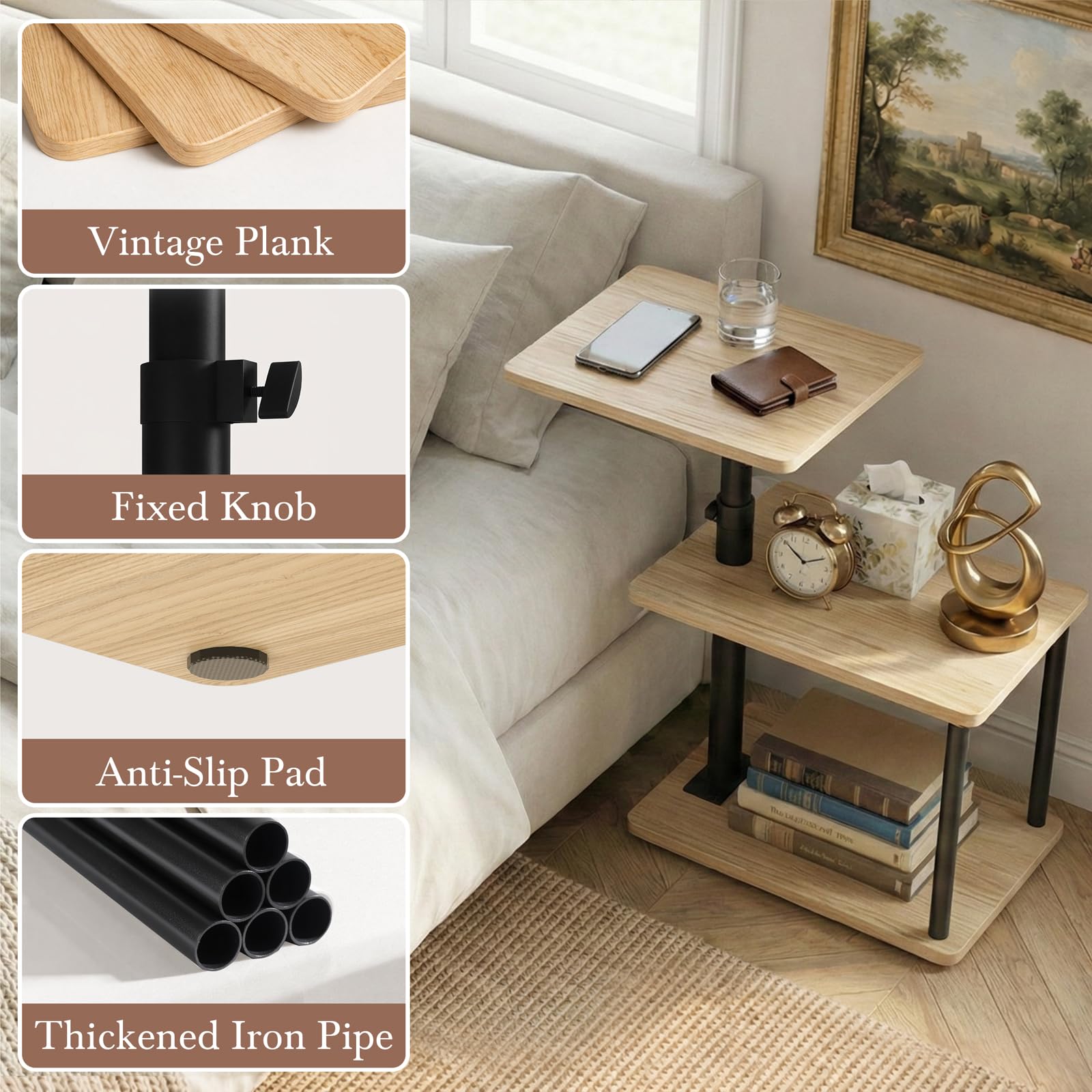 Faesun durable metal frame supports sturdy daily use beside the sofa
