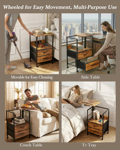 Faesun easy assembly nightstand with labeled parts and included tools.