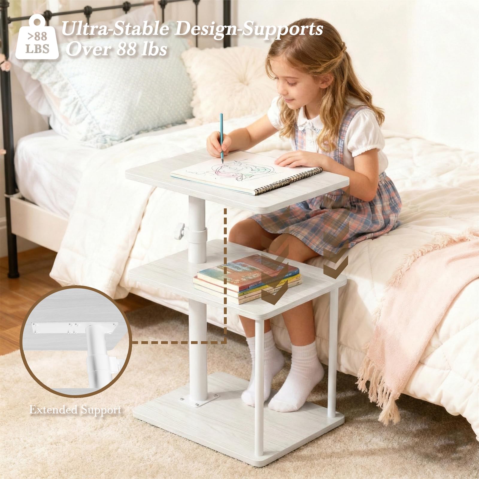 Faesun height adjustable end table ranging from 18 to 33 inches