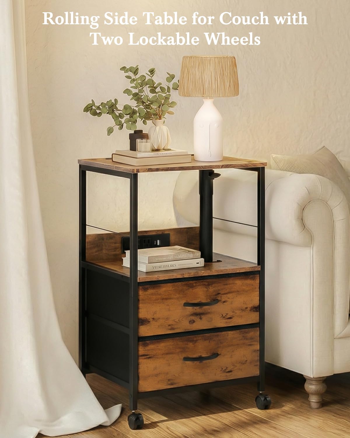 Faesun multiuse nightstand suitable for bedrooms and living rooms with versatile shelving.