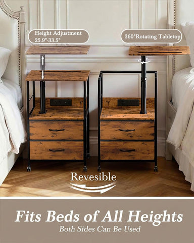 Faesun nightstand with two fabric drawers keeps bedside essentials neatly organized.