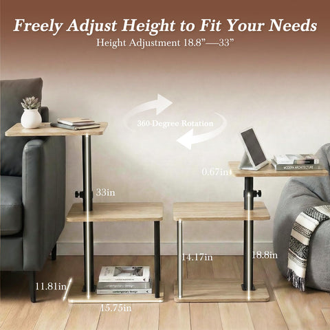Faesun open storage shelf end table keeps books and devices within easy reach