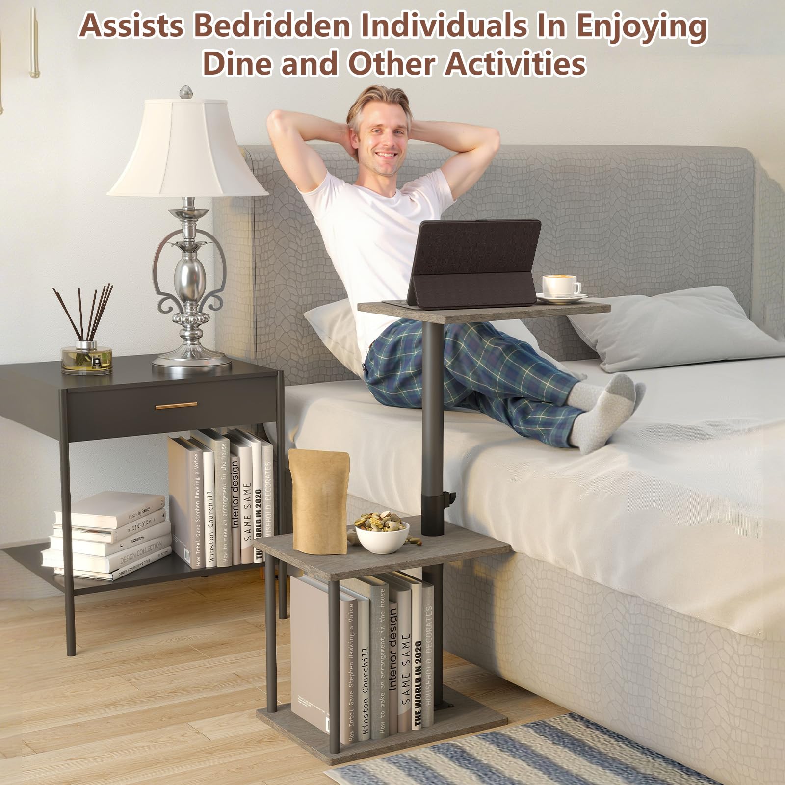 Faesun compact-nightstand doubles as a bedside organizer.