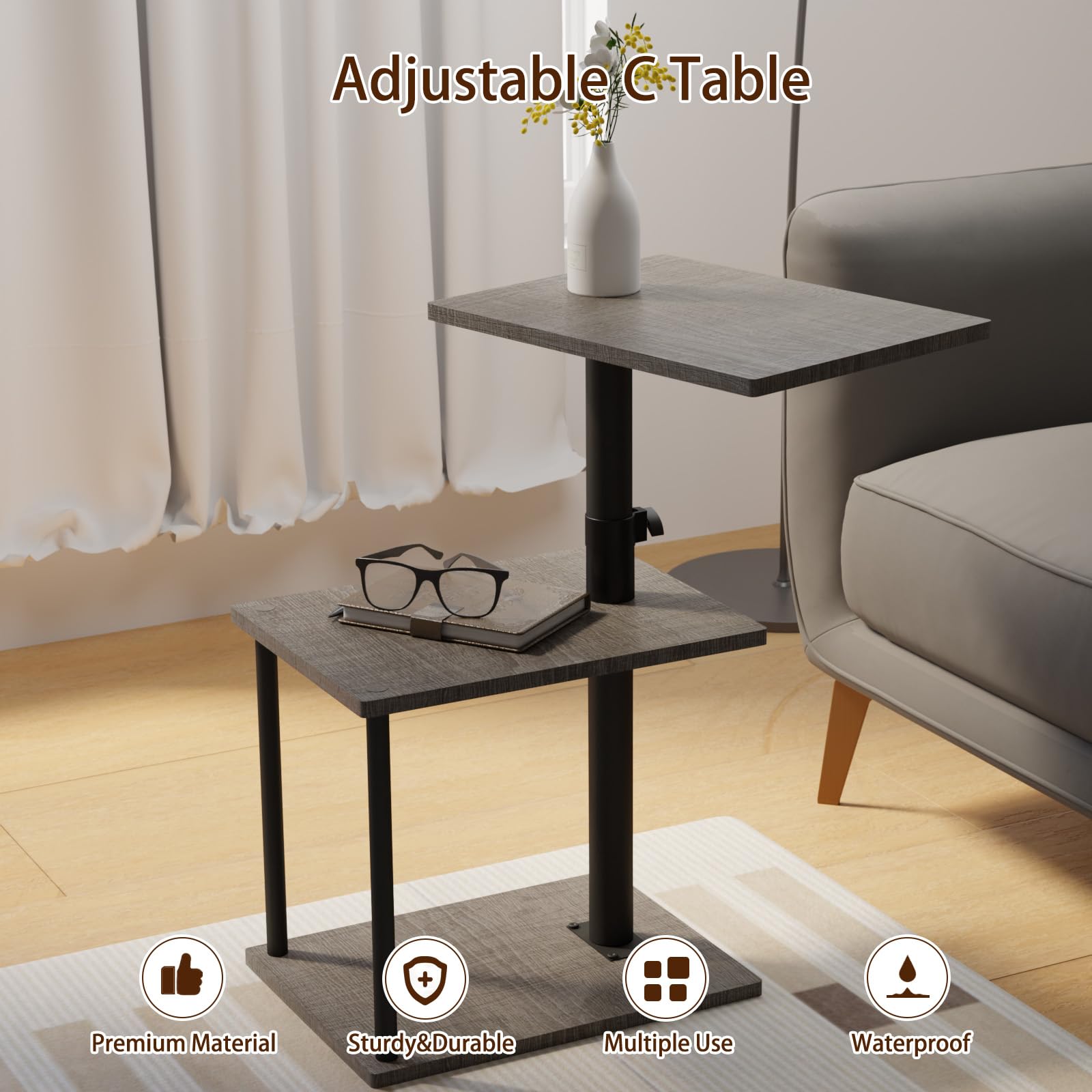 Faesun small-space design fits beside sofa or recliner, saving floor area.