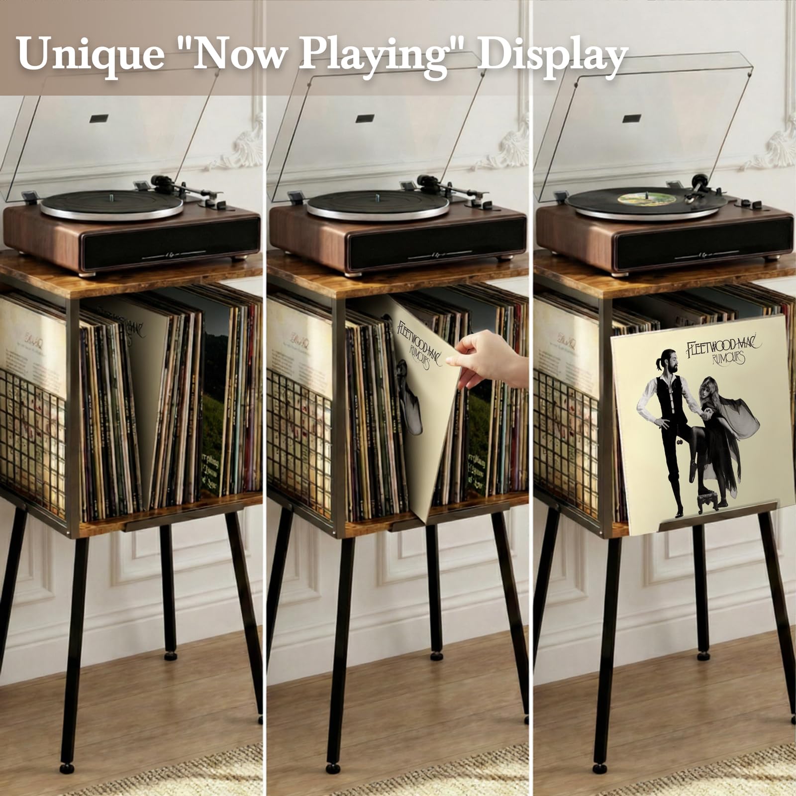 Faesun holds 100+ vinyl records for organized listening