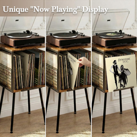 Faesun holds 100+ vinyl records for organized listening