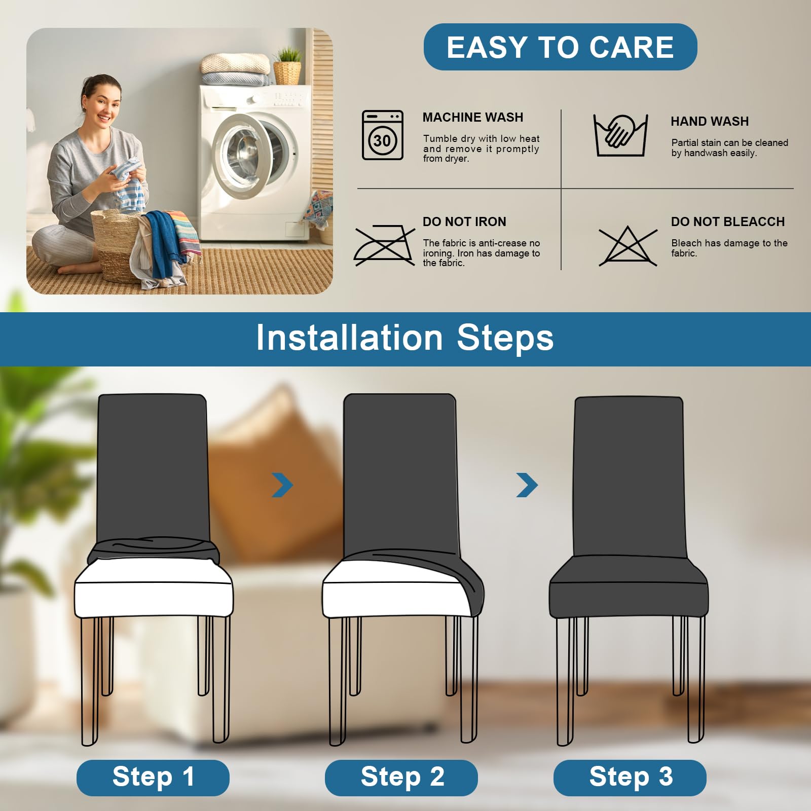 Fafua Stretch Dining Chair Cover color variety matches different decors.