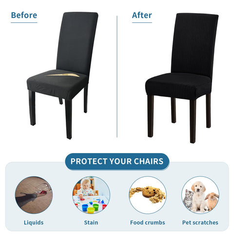 Fafua Stretch Dining Chair Cover in a dining room setting for quick room refresh.
