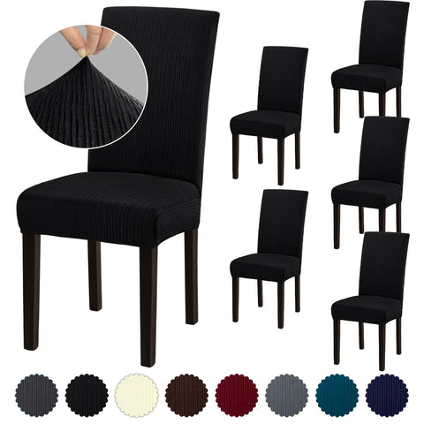 Fafua Stretch Dining Chair Cover front view protects chairs from stains and spills.