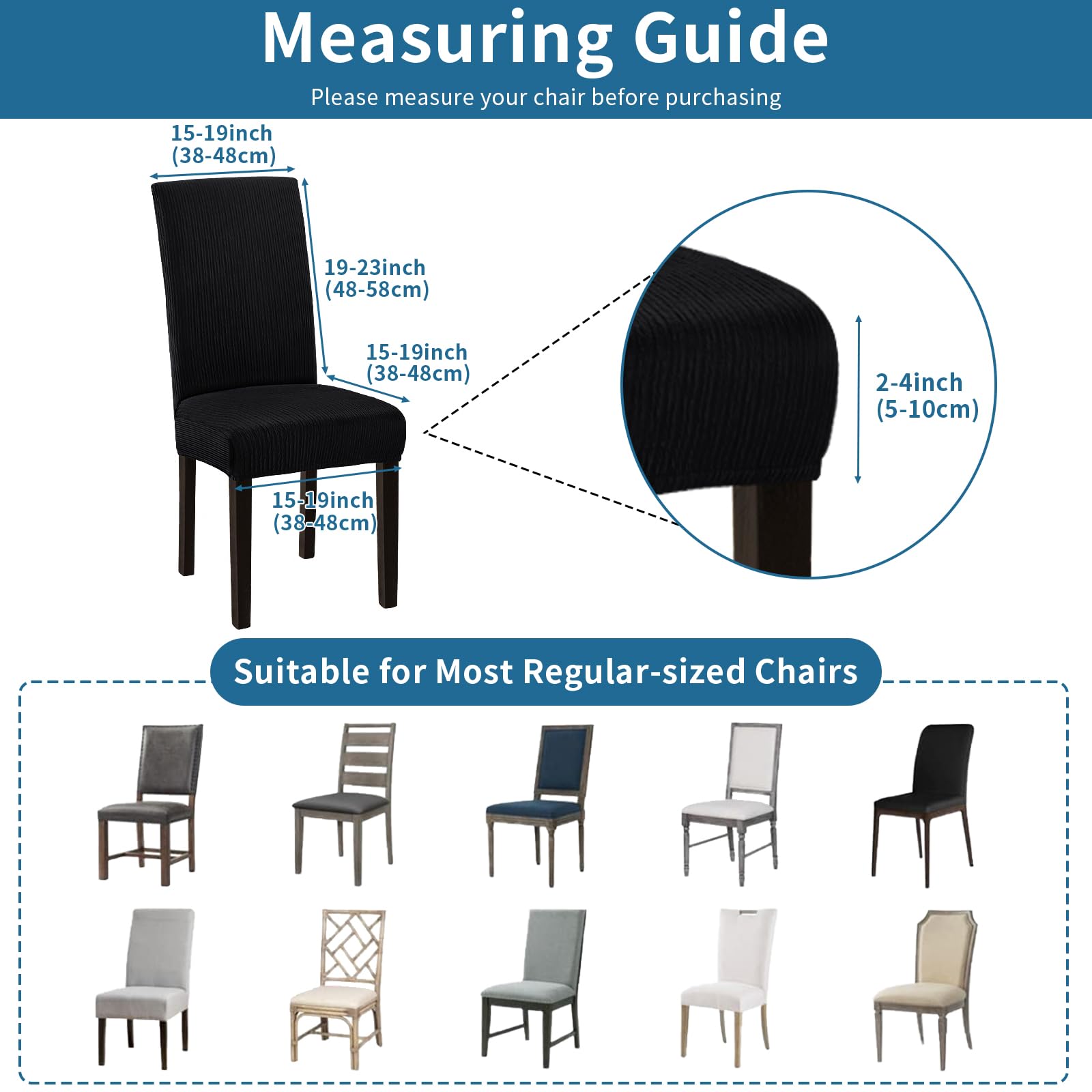 Fafua Stretch Dining Chair Cover care label shows machine washable convenience.