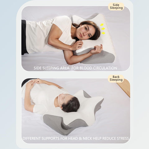 Fagofid Doreve Cloudfaser Pillow contoured grooves cradle head and arms.