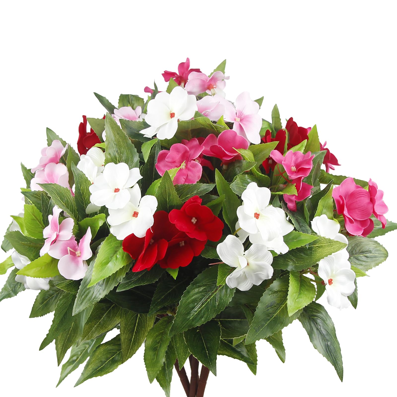 FAICOIA artificial Impatiens red bloom for vibrant outdoor décor