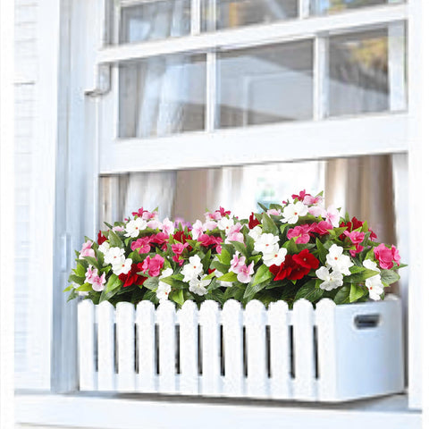 FAICOIA artificial Impatiens rose red bloom for porch décor