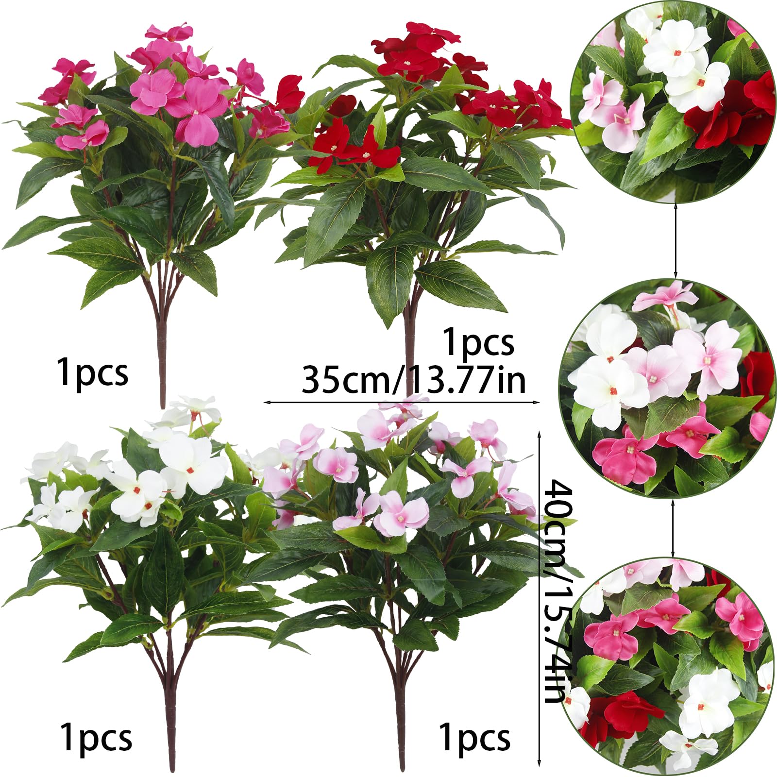 FAICOIA artificial Impatiens white bloom for bright garden planters