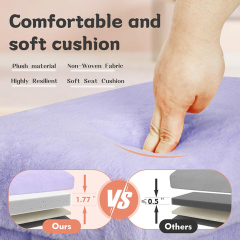 Faipue easy-fold ottoman in purple folds flat for compact storage.