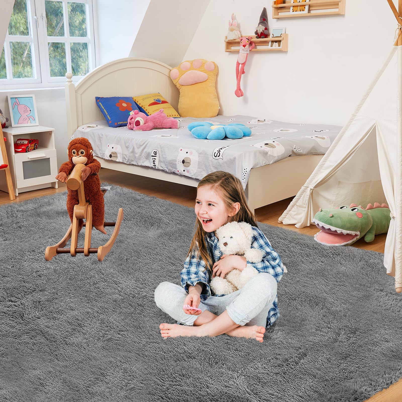 Fairblink 5x8 Modern Dyed Design Rug enhances space with abstract color for contemporary decor.