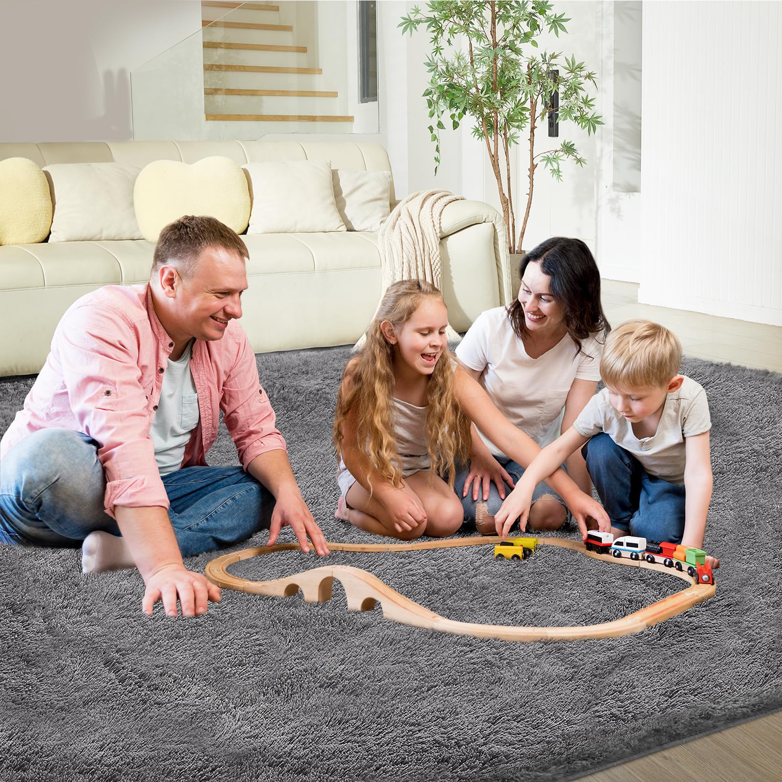 Fairblink 5x8 Silk-Like Pile Rug feels plush under toes for lounge comfort.