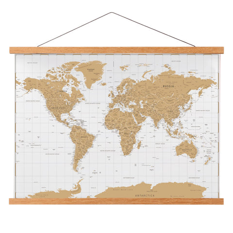 FALAMON teak wood magnetic poster hanger showing natural grain and clean lines.