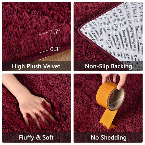 FALARK kids room burgundy rug, plush comfort for playtime.
