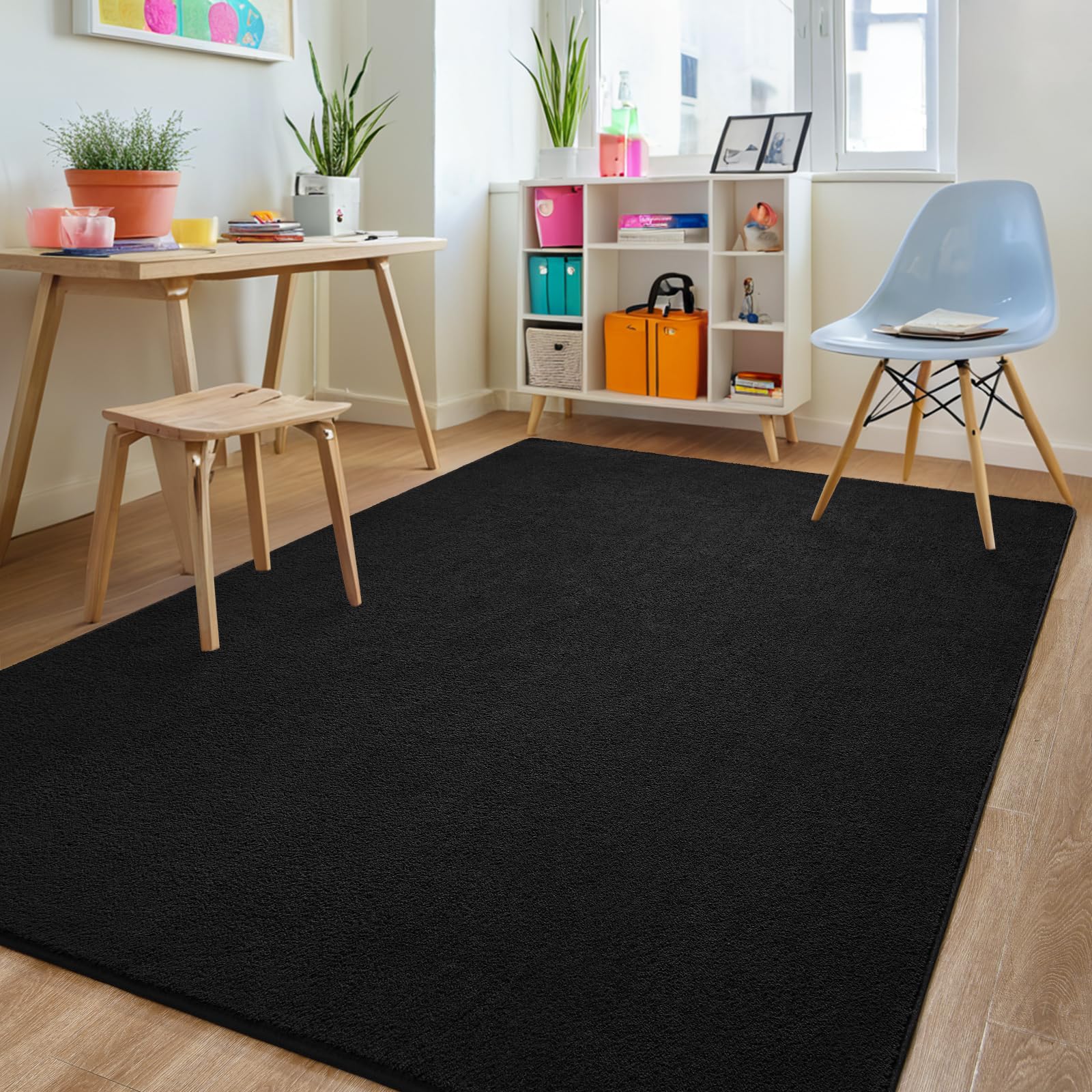 FALARK modern decor coral velvet rug complements minimalist interiors.
