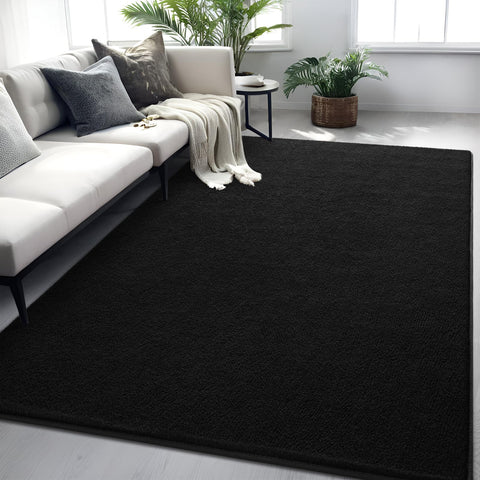 FALARK rug in black 5x7 for bedroom with soft underfoot and cozy ambiance.
