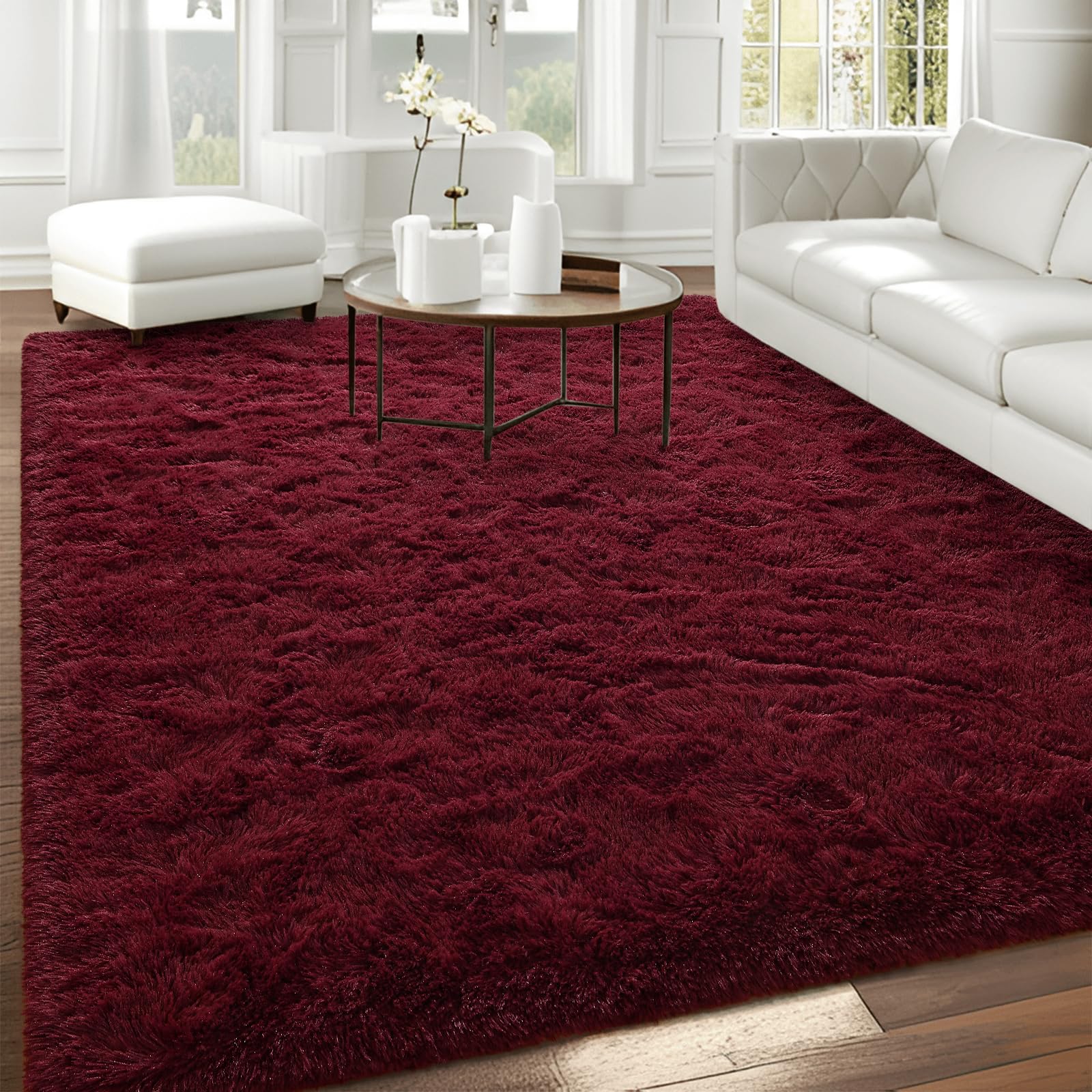 FALARK soft shaggy plush rug with long-lasting color for busy living rooms.