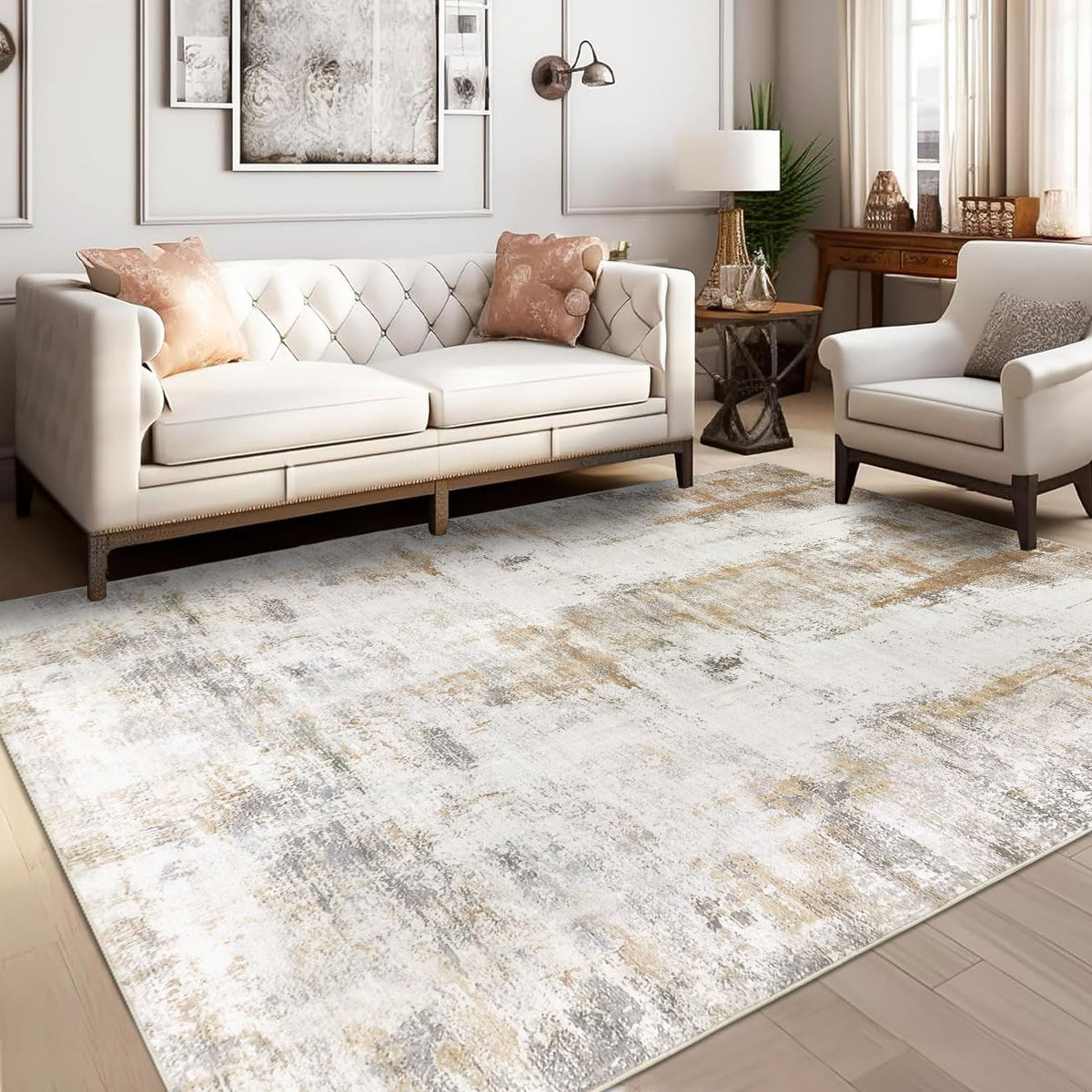 Famibay 5x8 area rug with abstract washable design for easy living room styling