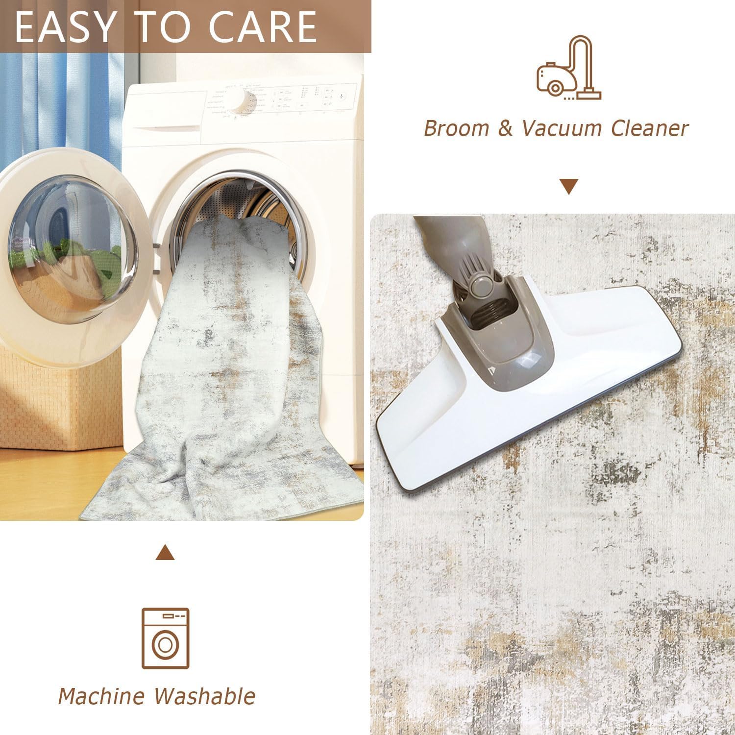 Famibay non-slip rubber backed rug helps minimize movement on slippery floors