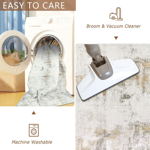 Famibay non-slip rubber backed rug helps minimize movement on slippery floors