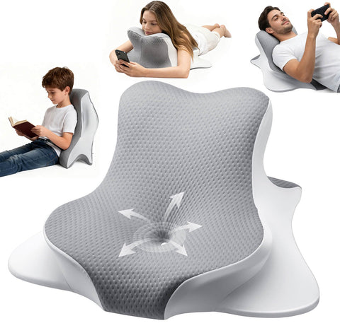 FamiCare ergonomic memory foam reading pillow wedge supports neck and shoulders for hands-free reading