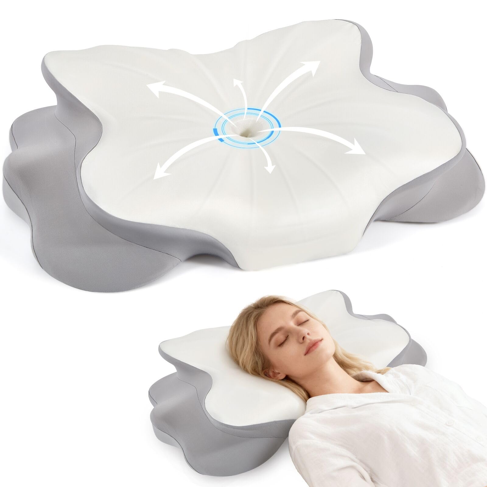 FAMKCY cervical pillow contour-foam supports neck alignment for restful sleep.