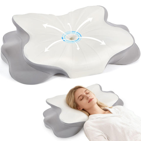 FAMKCY cervical pillow contour-foam supports neck alignment for restful sleep.