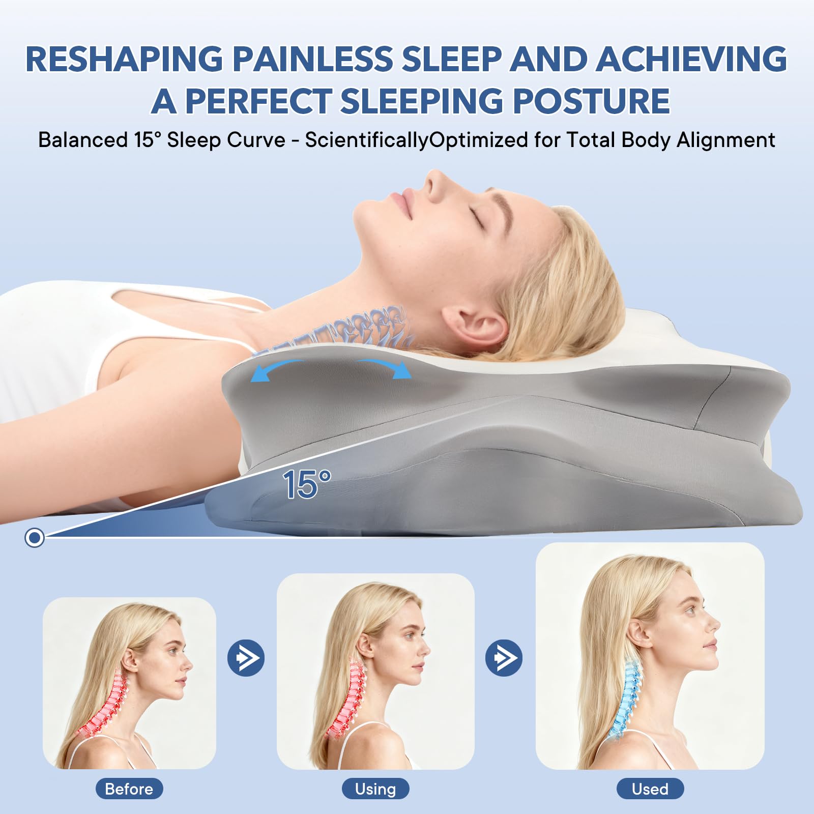 FAMKCY dual-height side-back relief helps find your ideal sleeping height.