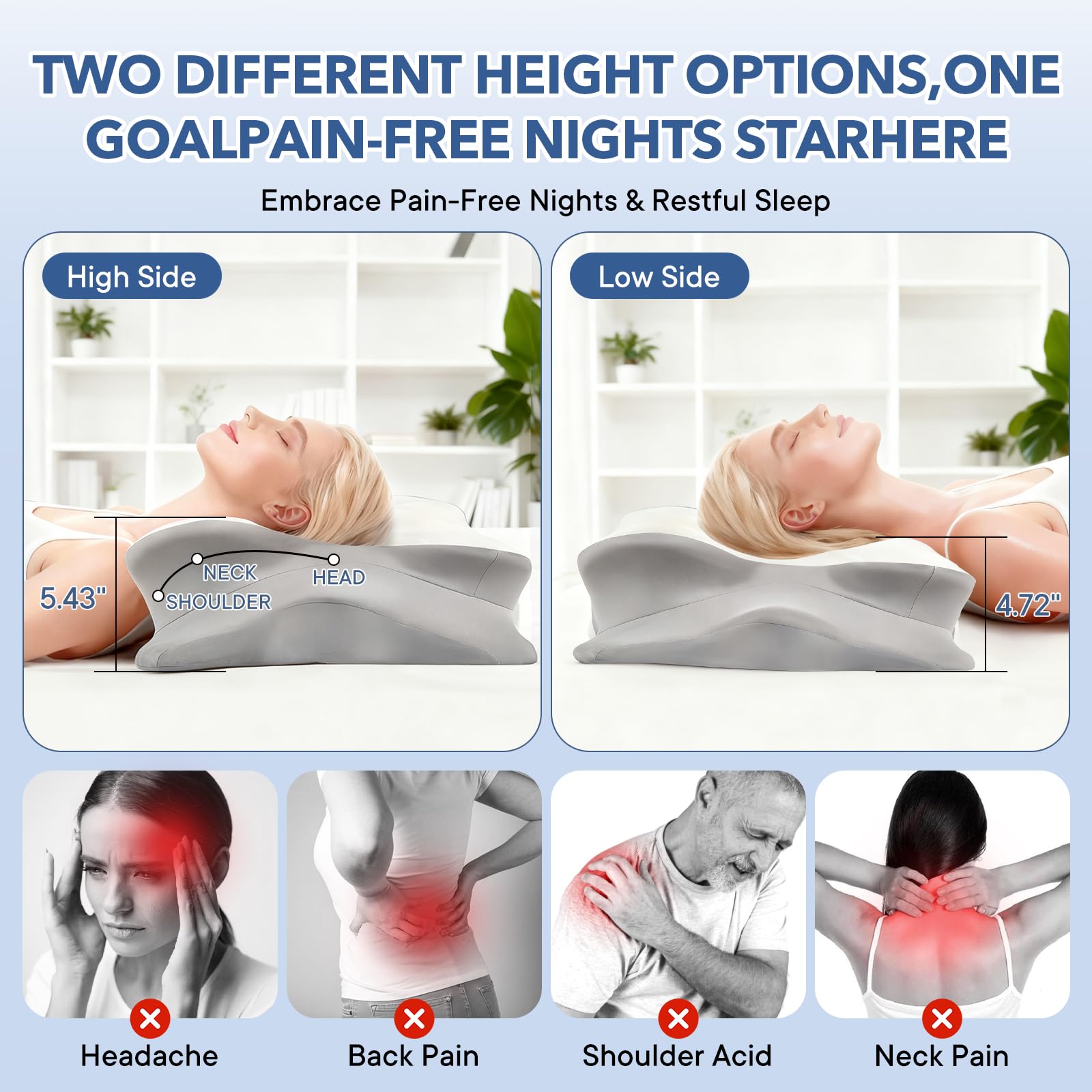 FAMKCY cervical pillow neck-support ergonomic-design fosters relaxed neck posture.