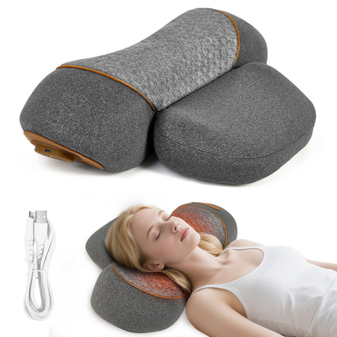 FAMKCY neck massager pillow with heat therapy for soothing neck muscles.