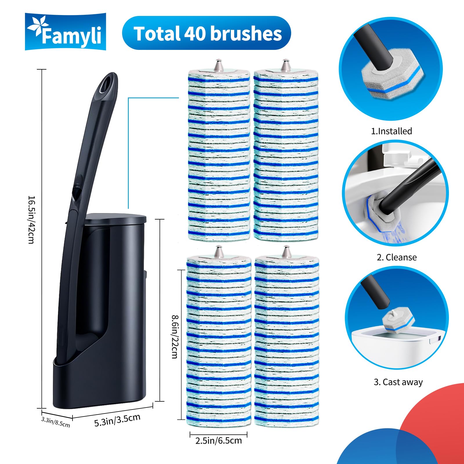 FAMYLI 40 refills sponge heads provide durable edge cleaning.