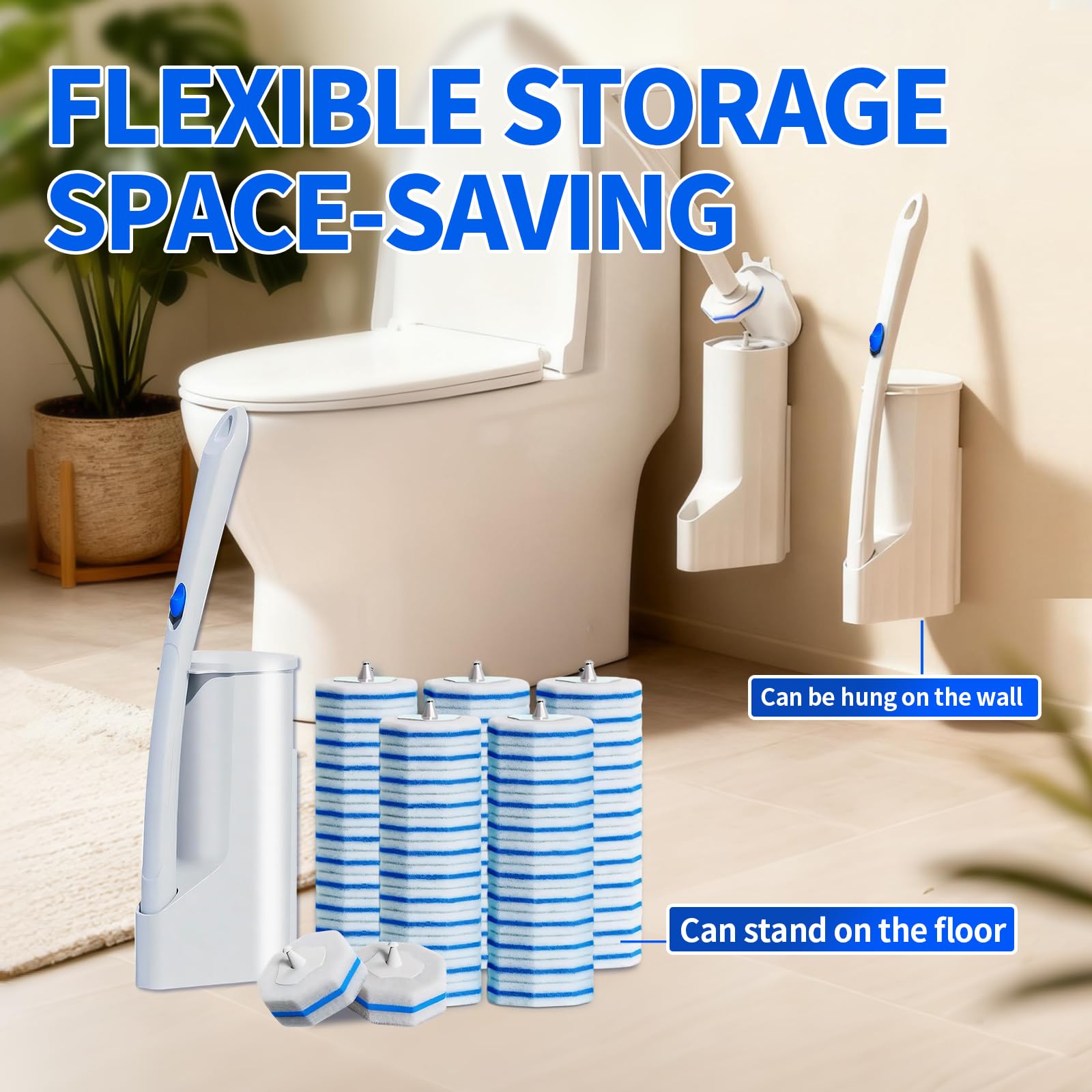 FAMYLI sixty replacement heads pack supports ongoing bathroom cleaning.