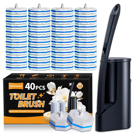 FAMYLI disposable toilet brush with extended handle for hard to reach cleaning.